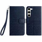For Samsung Galaxy S23 5G Rhombic Texture Leather Phone Case with Lanyard(Blue) - 1