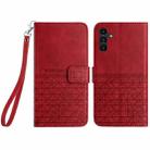 For Samsung Galaxy S23 FE 5G Rhombic Texture Leather Phone Case with Lanyard(Red) - 1