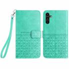 For Samsung Galaxy S23 FE 5G Rhombic Texture Leather Phone Case with Lanyard(Green) - 1