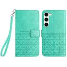 For Samsung Galaxy S23+ 5G Rhombic Texture Leather Phone Case with Lanyard(Green) - 1