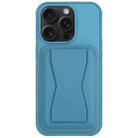 For iPhone 15 Pro Leather Card Holder TPU Phone Case(Light Blue) - 1