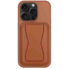 For iPhone 15 Pro Leather Card Holder TPU Phone Case(Brown) - 1