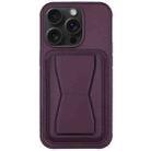 For iPhone 15 Pro Leather Card Holder TPU Phone Case(Dark Purple) - 1