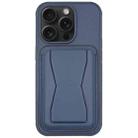 For iPhone 15 Pro Leather Card Holder TPU Phone Case(Navy Blue) - 1