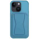 For iPhone 15 Leather Card Holder TPU Phone Case(Light Blue) - 1