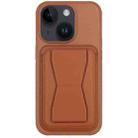 For iPhone 15 Leather Card Holder TPU Phone Case(Brown) - 1