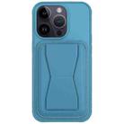 For iPhone 14 Pro Max Leather Card Holder TPU Phone Case(Light Blue) - 1