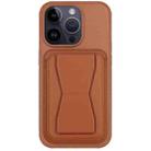 For iPhone 14 Pro Leather Card Holder TPU Phone Case(Brown) - 1