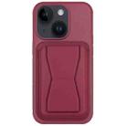 For iPhone 14 Leather Card Holder TPU Phone Case(Wine Red) - 1