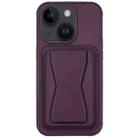 For iPhone 14 Leather Card Holder TPU Phone Case(Dark Purple) - 1