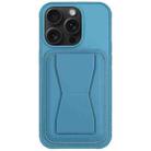 For iPhone 13 Pro Max Leather Card Holder TPU Phone Case(Light Blue) - 1