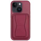 For iPhone 13 Leather Card Holder TPU Phone Case(Wine Red) - 1