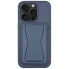 For iPhone 12 Pro Max Leather Card Holder TPU Phone Case(Navy Blue) - 1