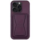 For iPhone 12 Pro Leather Card Holder TPU Phone Case(Dark Purple) - 1