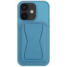 For iPhone 12 Leather Card Holder TPU Phone Case(Light Blue) - 1