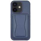 For iPhone 12 Leather Card Holder TPU Phone Case(Navy Blue) - 1