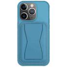 For iPhone 11 Pro Max Leather Card Holder TPU Phone Case(Light Blue) - 1