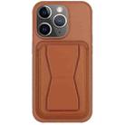 For iPhone 11 Pro Max Leather Card Holder TPU Phone Case(Brown) - 1