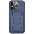 For iPhone 11 Pro Max Leather Card Holder TPU Phone Case(Navy Blue) - 1