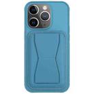For iPhone 11 Pro Leather Card Holder TPU Phone Case(Light Blue) - 1