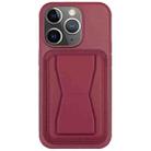 For iPhone 11 Pro Leather Card Holder TPU Phone Case(Wine Red) - 1