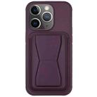 For iPhone 11 Pro Leather Card Holder TPU Phone Case(Dark Purple) - 1