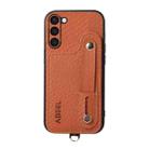 For Samsung Galaxy S23+ 5G ABEEL Carbon Fiber RFID Card Holder Phone Case(Brown) - 1