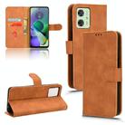 For Motorola Moto G54 5G Skin Feel Magnetic Flip Leather Phone Case(Brown) - 1