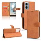 For Motorola Moto G Power 5G 2024 Skin Feel Magnetic Flip Leather Phone Case(Brown) - 1