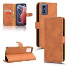 For Motorola Moto G Paly 4G 2024 Skin Feel Magnetic Flip Leather Phone Case(Brown) - 1