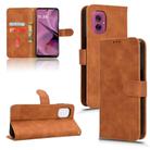 For Motorola Moto G55 5G Skin Feel Magnetic Flip Leather Phone Case(Brown) - 1