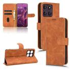 For Motorola Edge 60 Pro Skin Feel Magnetic Flip Leather Phone Case(Brown) - 1