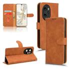 For Honor 100 Pro 5G Skin Feel Magnetic Flip Leather Phone Case(Brown) - 1