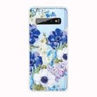 For Samsung Galaxy S10+ Shockproof Painted TPU Protective Case(Blue White Roses) - 1