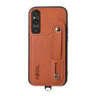 For Sony Xperia 1 V ABEEL Carbon Fiber RFID Card Holder Phone Case(Brown) - 1