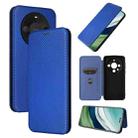 For Huawei Mate 60 Pro 5G Carbon Fiber Texture Flip Leather Phone Case(Blue) - 1