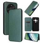 For Huawei Mate 60 Pro 5G Carbon Fiber Texture Flip Leather Phone Case(Green) - 1