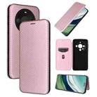 For Huawei Mate 60 Carbon Fiber Texture Flip Leather Phone Case(Pink) - 1