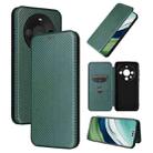 For Huawei Mate 60 Carbon Fiber Texture Flip Leather Phone Case(Green) - 1
