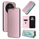 For Honor Magic5 Pro Carbon Fiber Texture Flip Leather Phone Case(Pink) - 1
