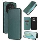 For Honor Magic5 Pro Carbon Fiber Texture Flip Leather Phone Case(Green) - 1