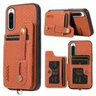 For Sony Xperia 10 V ABEEL Carbon Fiber RFID Card Holder Phone Case(Brown) - 1