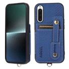 For Sony Xperia 10 V ABEEL Carbon Fiber RFID Card Holder Phone Case(Blue) - 2