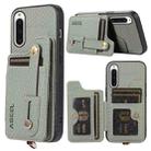 For Sony Xperia 10 V ABEEL Carbon Fiber RFID Card Holder Phone Case(Green) - 1