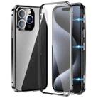 For iPhone 15 Pro Max Magnetic Double-buckle HD Tempered Glass Phone Case(Black) - 1