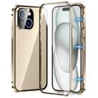 For iPhone 15 Plus Magnetic Double-buckle HD Tempered Glass Phone Case(Gold) - 1