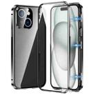 For iPhone 15 Magnetic Double-buckle HD Tempered Glass Phone Case(Black) - 1