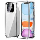 For iPhone 11 Magnetic Double-buckle HD Tempered Glass Phone Case(Silver) - 1