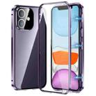 For iPhone 11 Magnetic Double-buckle HD Tempered Glass Phone Case(Purple) - 1