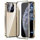 For iPhone 11 Pro Max Magnetic Double-buckle HD Tempered Glass Phone Case(Gold) - 1